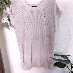 a.n.a Beige Short Sleeve Oversized Knit Sweater Sz L